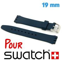 Bracelet de montre Swatch Bleu marine Silicone 19mm lisse