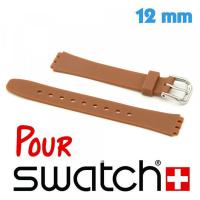Bracelet Silicone lisse Marron pour montre Swatch 12mm