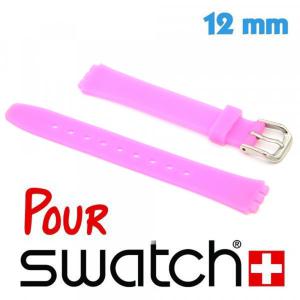 Bracelet Silicone 12 mm Rose pour montre Swatch lisse