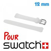 Bracelet 12 mm de montre pour Swatch Transparent Silicone lisse