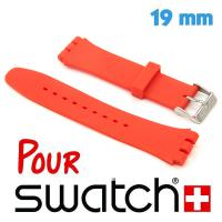 Bracelet Silicone Rouge pour montre Swatch 19 mm