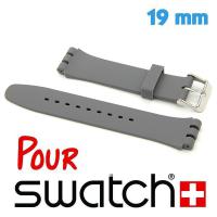 Bracelet 19 mm montre pour Swatch Gris Silicone lisse