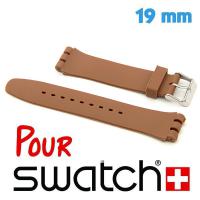 Bracelet Silicone Chocolat 19mm de montre Swatch lisse