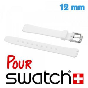 Bracelet Silicone lisse Blanc pour montre Swatch 1.2 cm