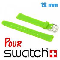 Bracelet Silicone Vert 12mm pour montre Swatch lady