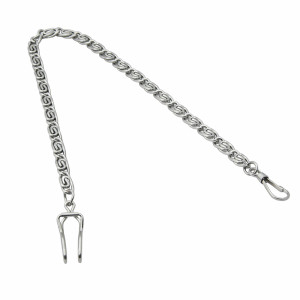 Chaîne de montre à gousset argentée 30 cm avec fermoir