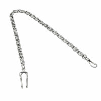 Chaîne de montre à gousset argentée 30 cm avec fermoir