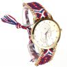 Montre tissu bleu blanc rouge bracelet bresilien