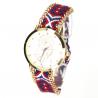 Montre tissu bleu blanc rouge bracelet bresilien