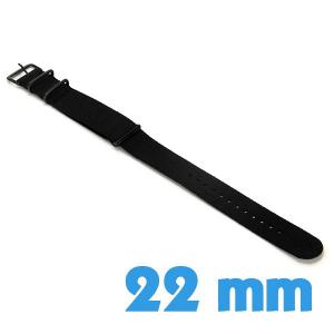 Bracelet montre 22 mm Noir Nylon 