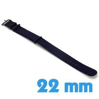 Bracelet Nylon Bleu marine de montre 22mm