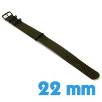 Bracelet Tissu Vert militaire 22mm pour montre 