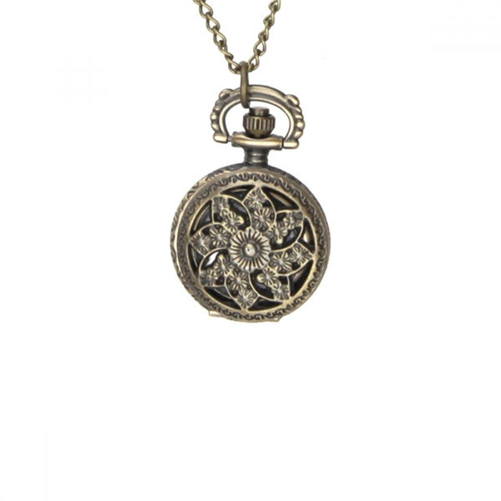 Montre-pendentif Floral En Argent Plaqué Rhodium - Breloque Avec Chaîne, Quartz, Neuf Avec étiquettes