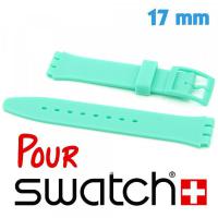 Bracelet Silicone 1,7 cm Vert bleuté montre Swatch lisse