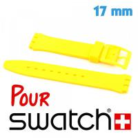 Bracelet Silicone lisse Jaune de montre Swatch 17 mm