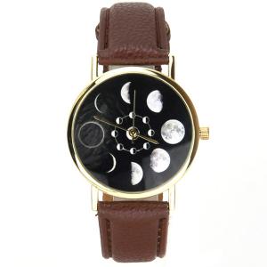 Montre astronomie éclipse lune bracelet cuir