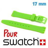 Bracelet caoutchouc Vert pomme de montre Swatch 17mm lisse