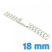 Bracelet 18mm Argenté montre Acier Inoxydable  avec bouton