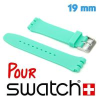 Bracelet Silicone lisse Vert d'eau montre Swatch 19mm