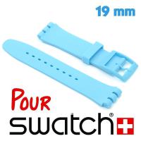 Bracelet pour montre Swatch Bleu ciel caoutchouc lisse 1,9 cm