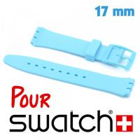 Bracelet Silicone 1,7 cm Bleu pour montre Swatch lisse