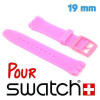 Bracelet 1,9 cm Rose pour montre pour Swatch Silicone lisse