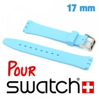 Bracelet 1.7 cm Bleu ciel de montre pour Swatch Silicone lisse