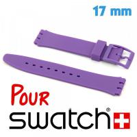 Bracelet pour montre pour Swatch 17mm Violet Silicone lisse