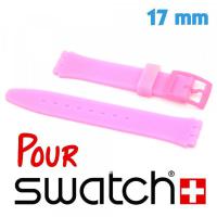 Bracelet Silicone Rose 17 mm de montre Swatch lisse