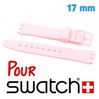 Bracelet Silicone Rose clair 17 mm montre Swatch lisse