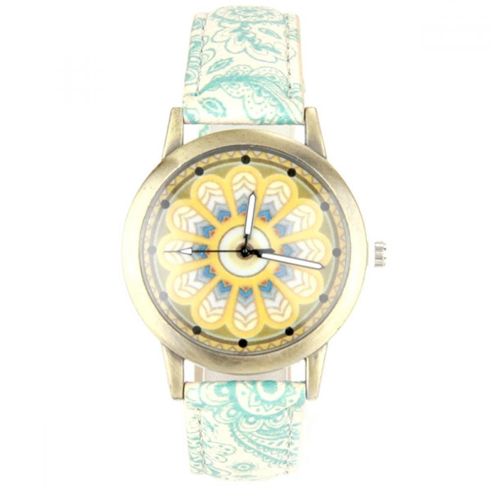 Montre analogique femme avec motif imprimé sur bracelet