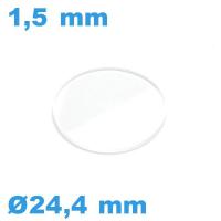 Verre en  pour montre 24,4*1,5 mm biseauté