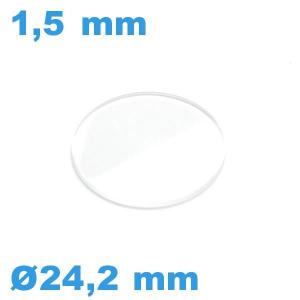 Verre  pour montre 24,2*1,5 mm avec chanfrein