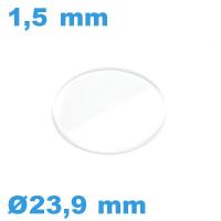 Verre pour montre en  23,9*1,5 mm avec chanfrein