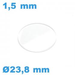 Verre 23,8*1,5 mm pour montre en avec chanfrein