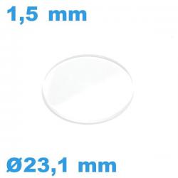 Verre pour montre en  23,1*1,5 mm biseauté