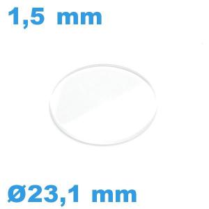 Verre pour montre en  23,1*1,5 mm biseauté