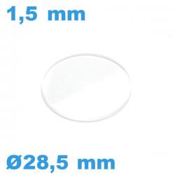 Verre en  montre 28,5*1,5 mm biseauté