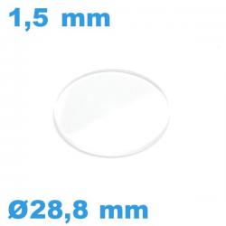 Verre pour montre en  28,8*1,5 mm avec chanfrein