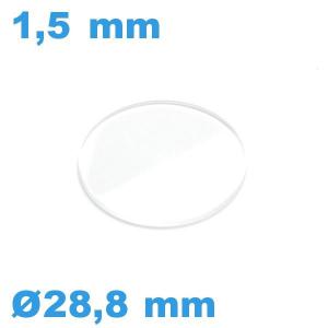 Verre pour montre en  28,8*1,5 mm avec chanfrein