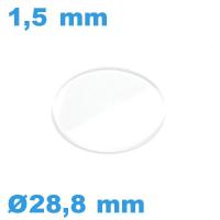 Verre pour montre en verre minéral 28,8*1,5 mm avec chanfrein