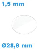 Verre pour montre en  28,8*1,5 mm avec chanfrein