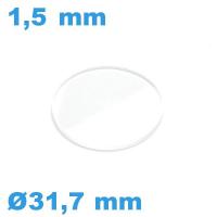 Verre 31,7*1,5 mm pour montre  avec chanfrein