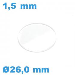 Verre de montre en 26,0*1,5 mm biseauté