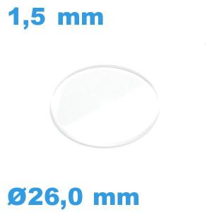 Verre de montre en 26,0*1,5 mm biseauté