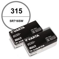 Lot de 20 Piles de montre 315 1.55 V alcaline Varta