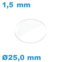 Verre 25,0*1,5 mm montre  biseauté