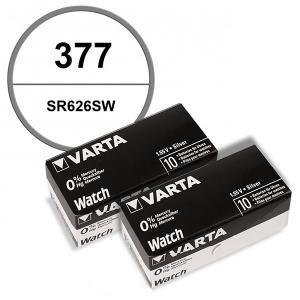 Pack de 20 Piles 377 Varta alcaline 1,55 V de montre