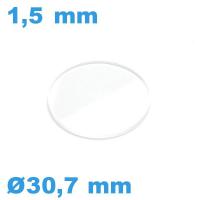 Verre 30,7*1,5 mm pour montre avec chanfrein