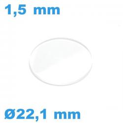 Verre de montre en 22,1*1,5 mm biseauté